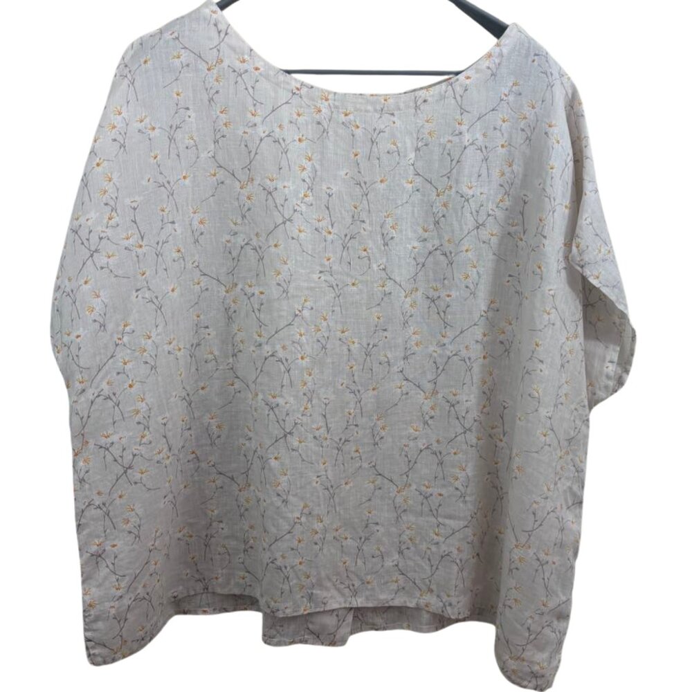 Cynthia Rowley Floral XL Linen Blouse